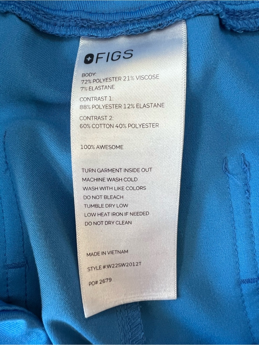 FIGS Zamora Jogger Scrub Pants Limited Edition Capri Blue (PO# 2679) Small Tall - Picture 8 of 9